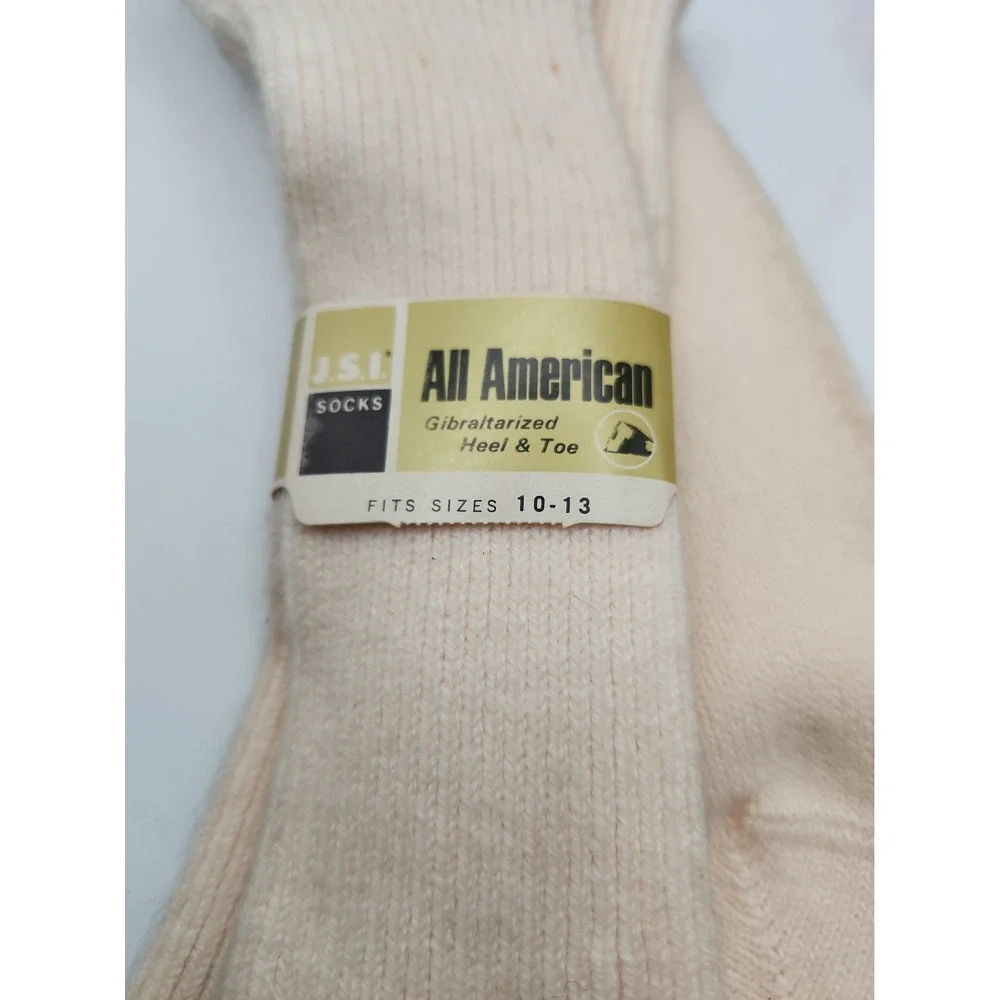 Mew Vtg ALL AMERICAN J.S.I Socks Gibraltarized Heel & Toe 10-13